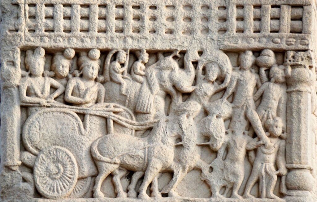 ef1e2ea4 625d 45dd a391 32df28e0309d procession of king ashoka on his charriot sanchi stupa 1 southern gateway photodharma.net cover