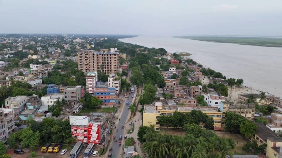 Padma river flows by Rajshahi city
