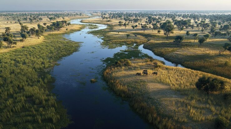 Top 20 Tourist Places in Botswana 2 aerial view okavango deltas serene river landscape 1276746 17842