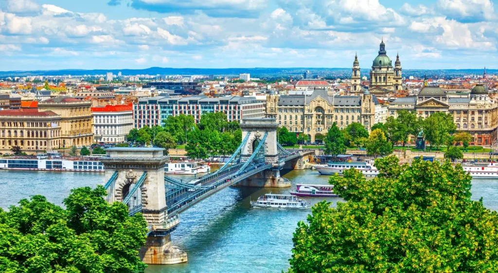 Chain Bridge above Danube River in Budapest. Hungary shutterstock 562412311.jpg