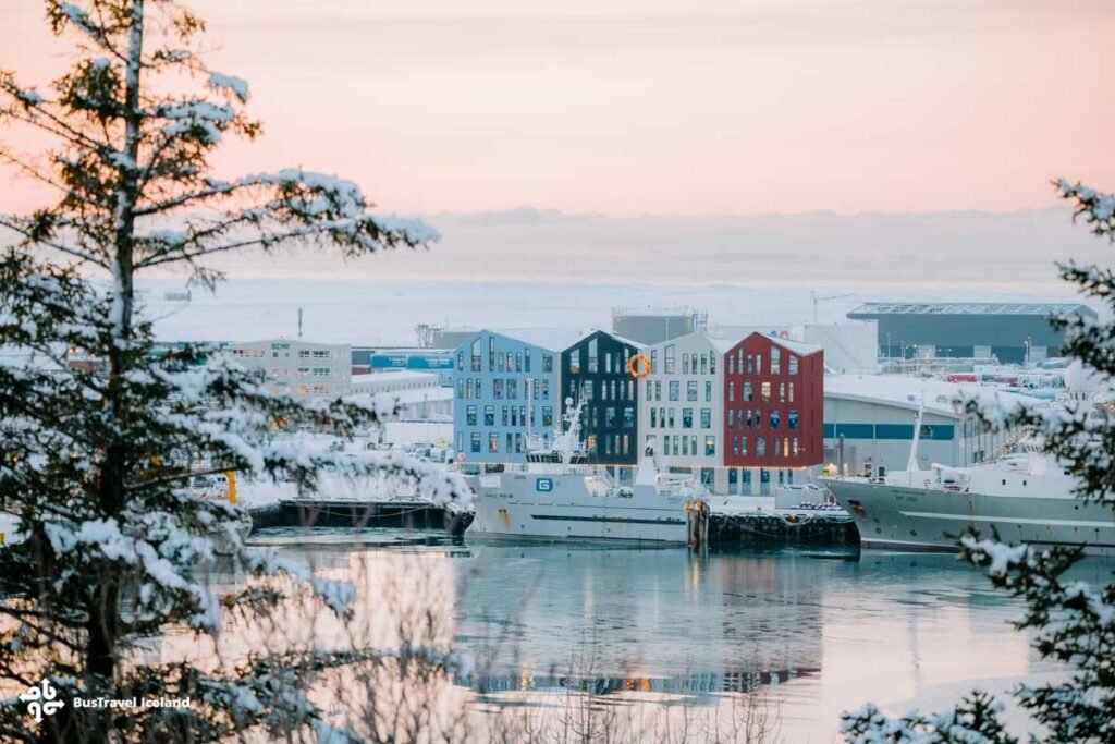 Harfnarfjordur downtown and harbor winter 4109