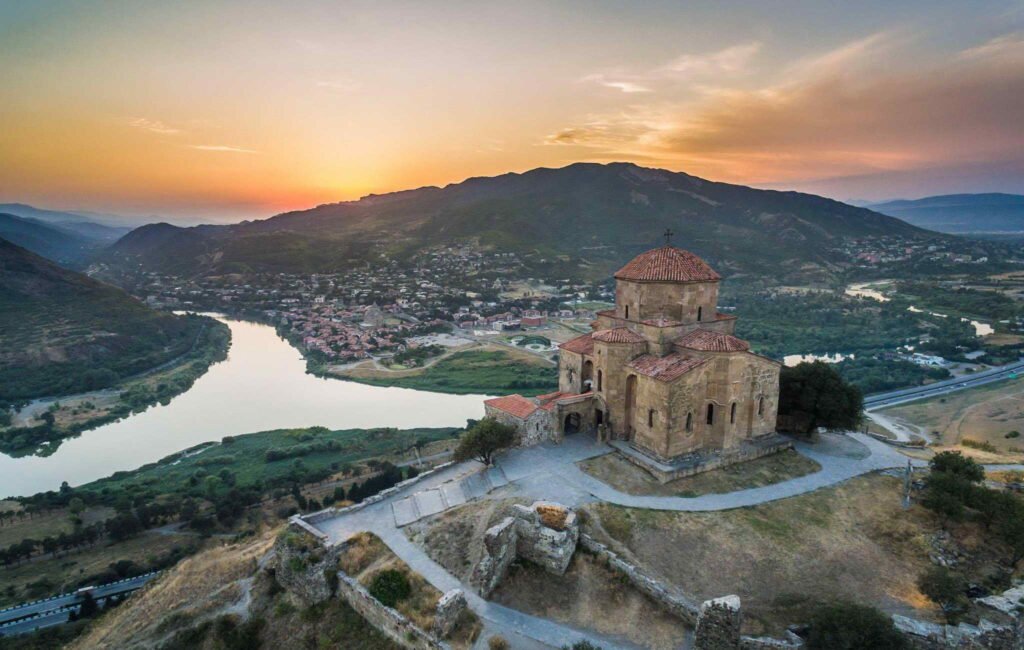 Mtskheta is seen from the Jvari Monastery