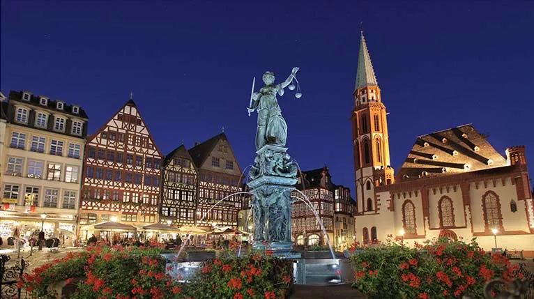 Night view Romerberg Germany Frankfurt am Main