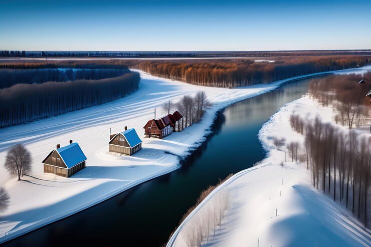 Top 18 Tourist Places in Finland 11 aerial drone view snow covered houses frozen river digital artwork 926199 1471646