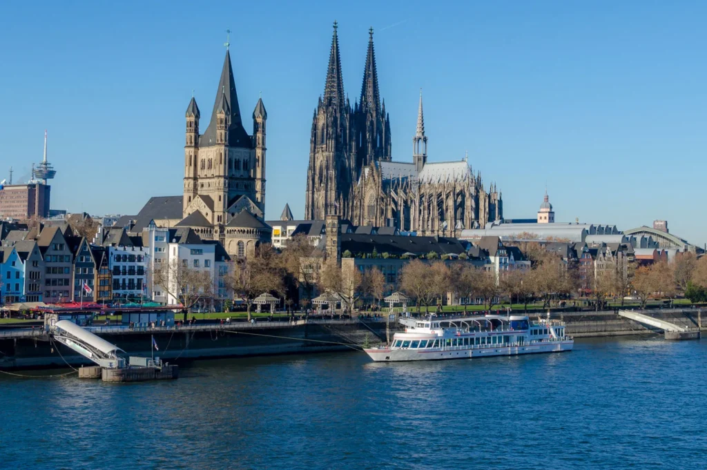 passenger boat Cologne Cathedral Rhine River North