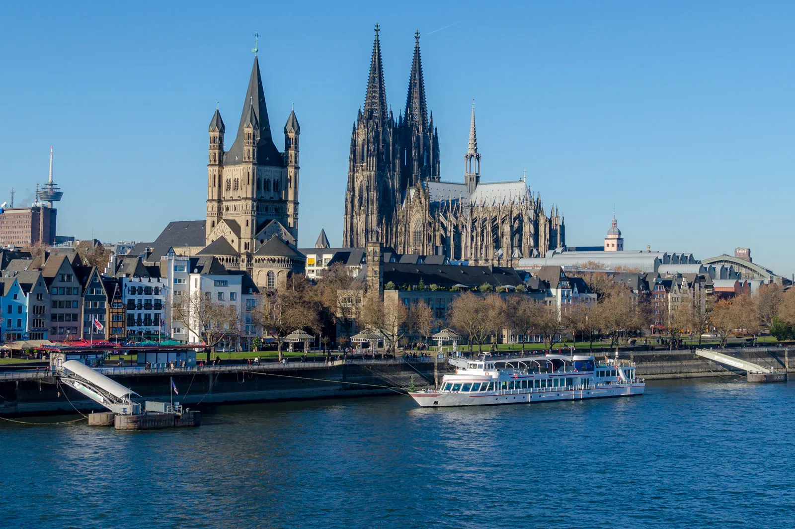 passenger boat Cologne Cathedral Rhine River North