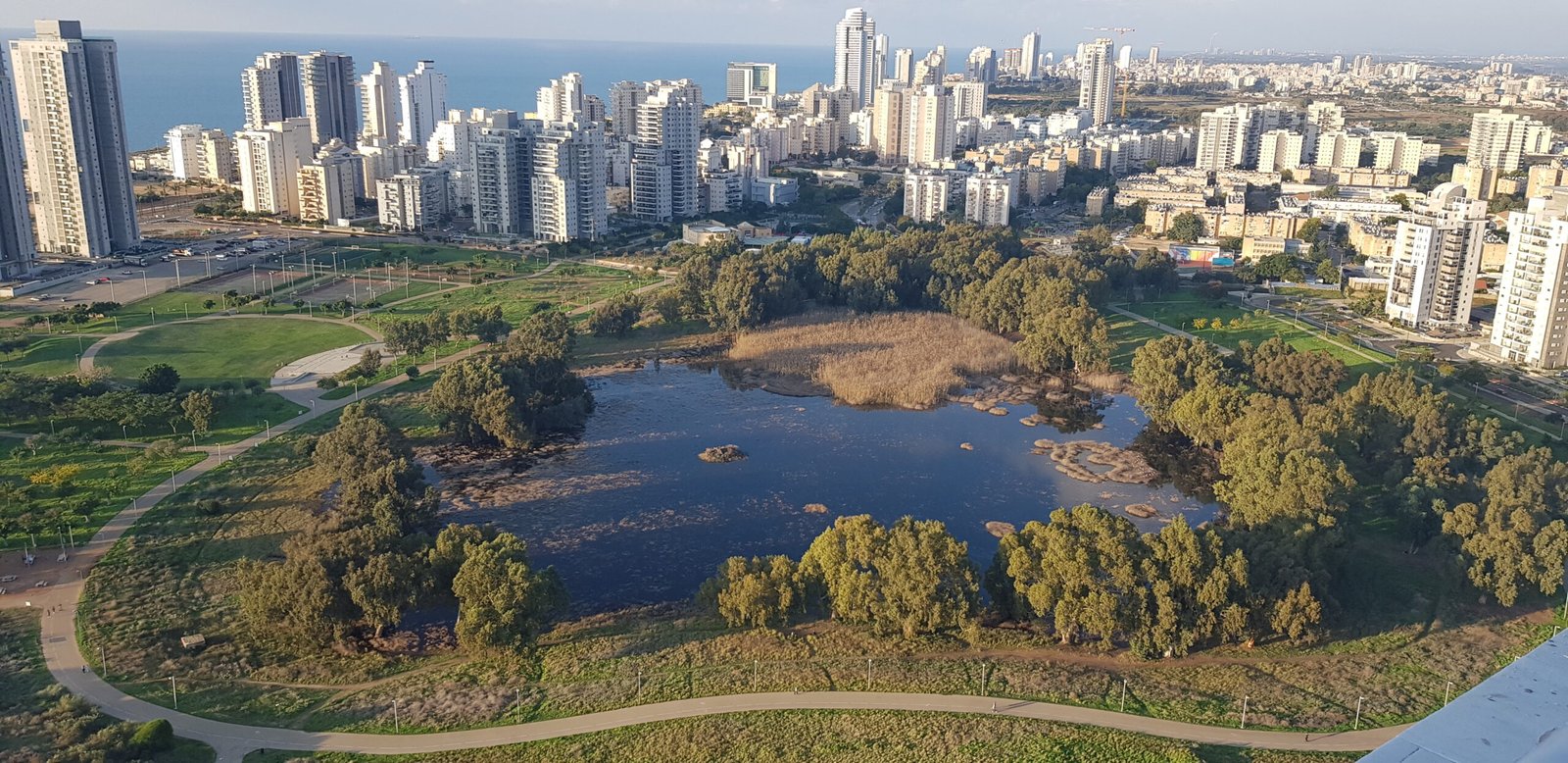 20201130 153836 מבט מלמעלה על שלולית החורף בנתניה scaled