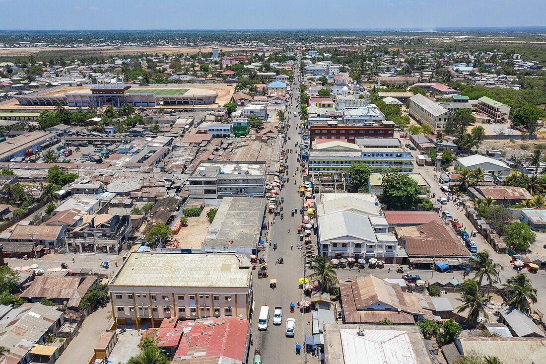 71452149 Aerial view of Morondava town Menabe Madagascar Indian Ocean