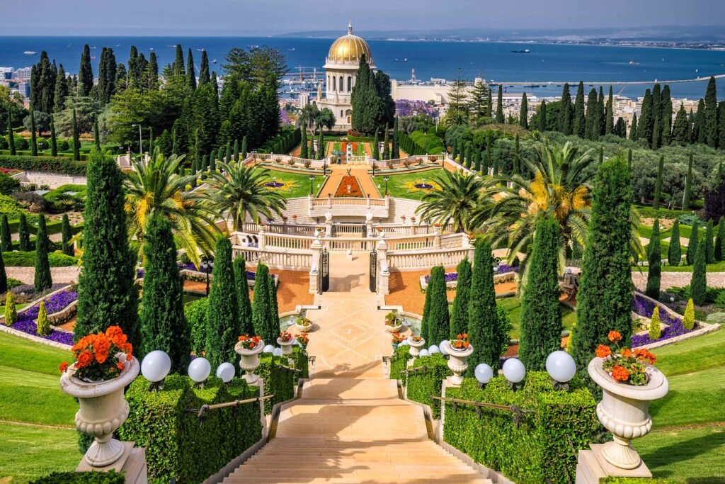 Bahai gardens and temple on the slopes of the Carmel Mountain and view of the Mediterranean Sea and bay of Haifa 1024x683 1
