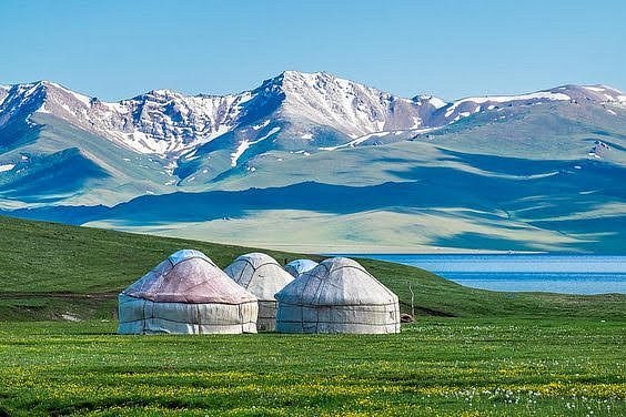 nomadic yurt among snowy