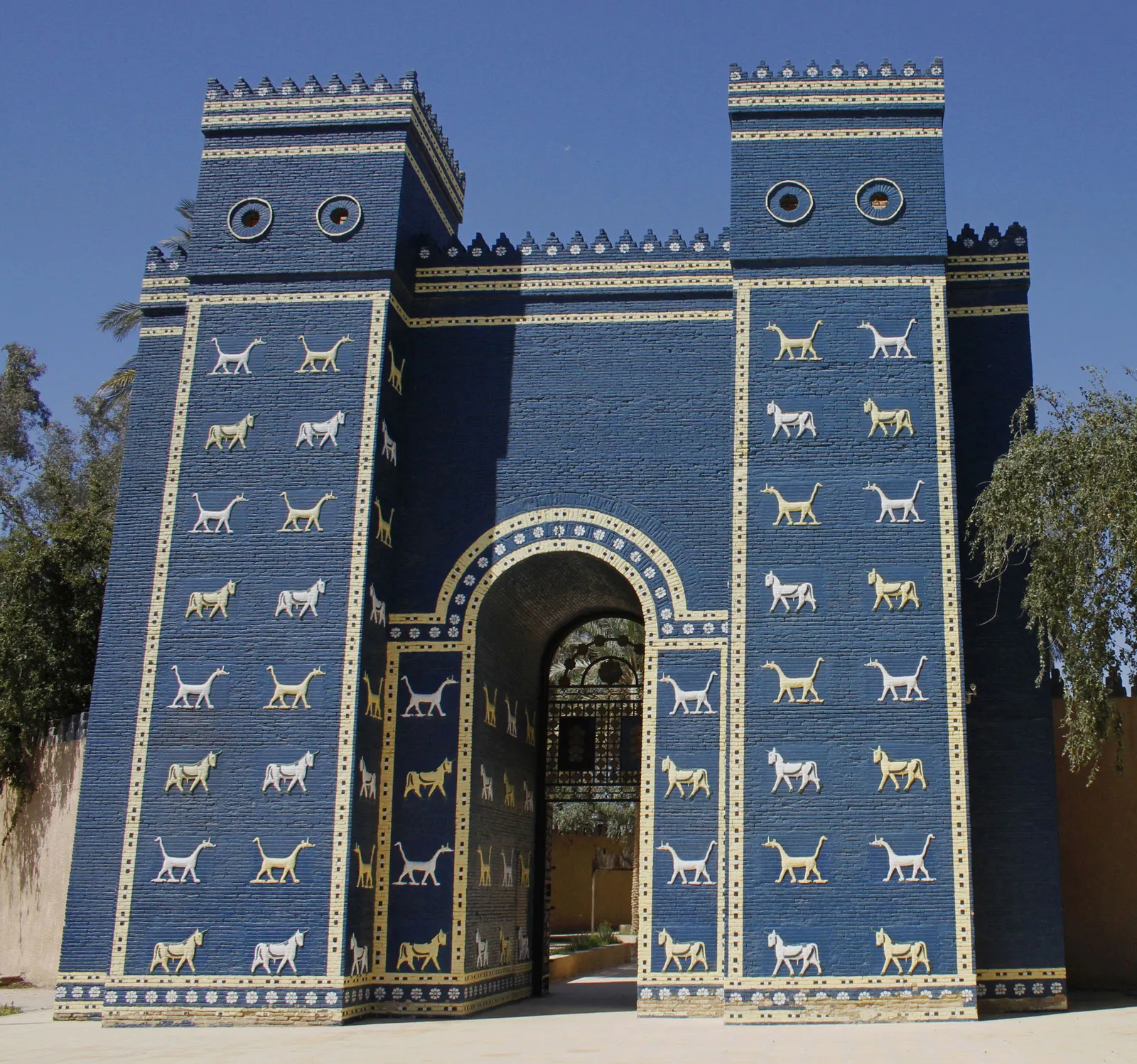 reconstruction ruins Ishtar Gate Babylon Al Hillah Iraq
